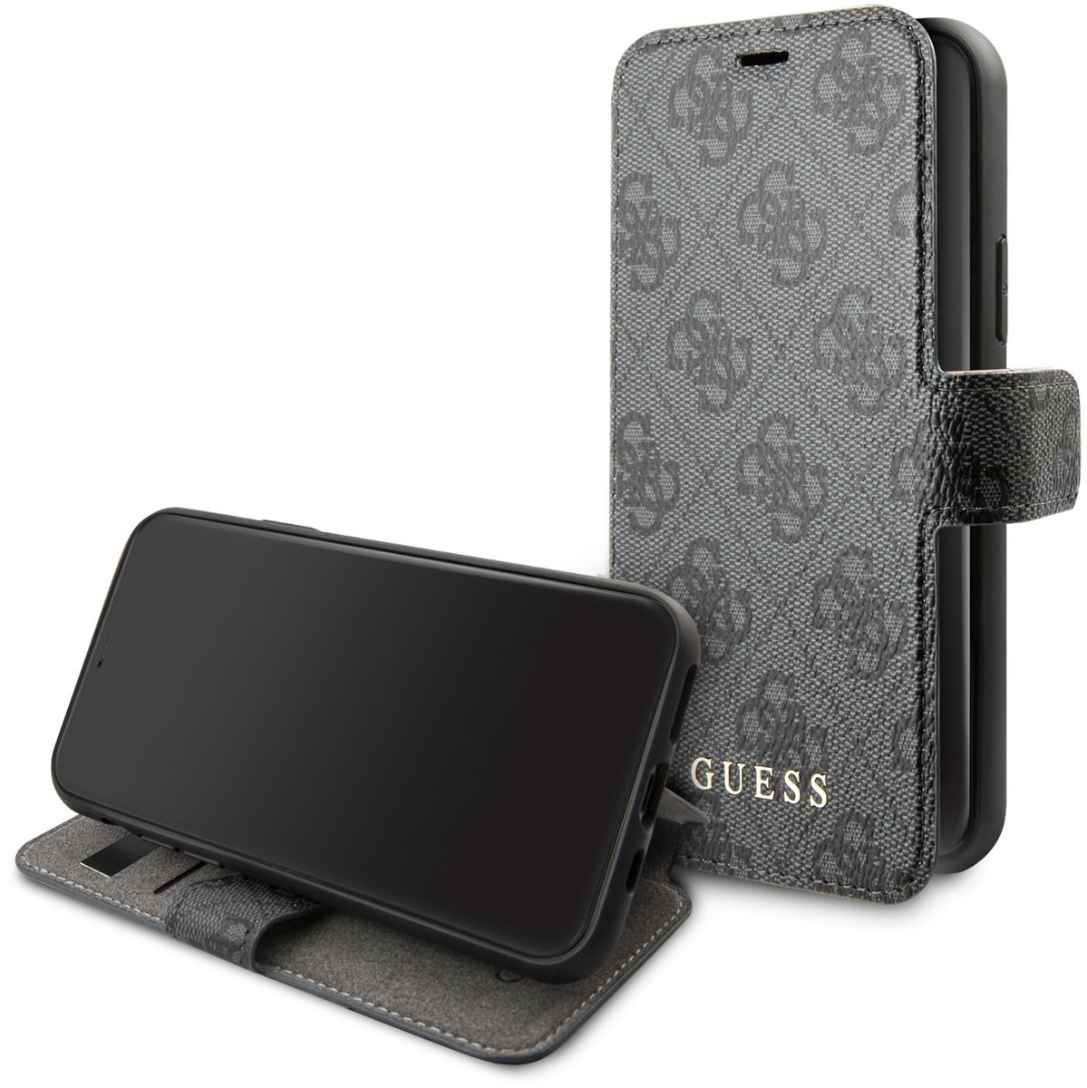 iPhone 11 Pro Bookcase hoesje - Guess - Effen Grijs - Kunstleer