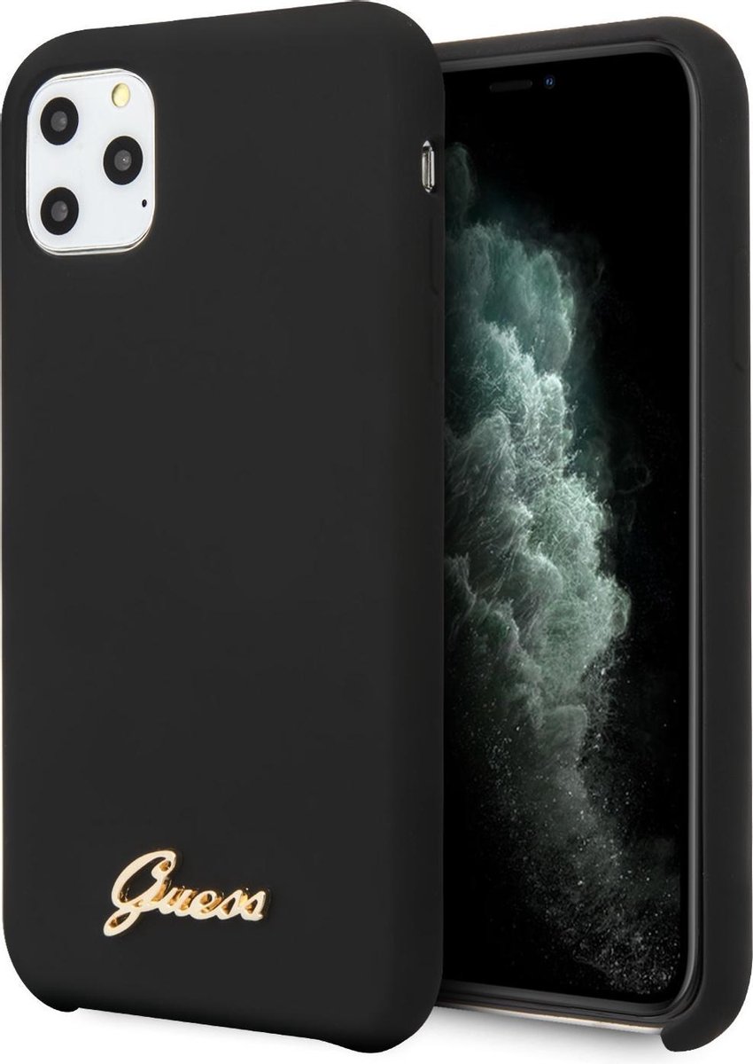 Zwart hoesje van Guess - Backcover - iPhone 11 Pro - GUHCN58LSLMGBK