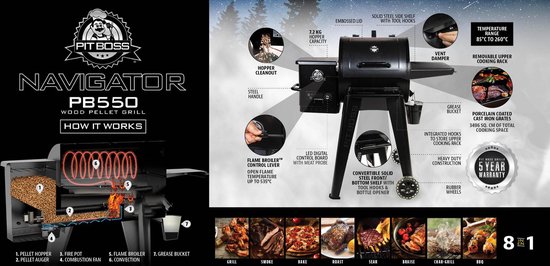 Pit Boss Navigator 550 pellet grill barbecue van Pit Boss — afbeelding 2