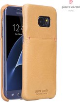 Geel hoesje van Pierre Cardin - Backcover - Stijlvol - Leer - voor Galaxy S7 Edge - Luxe cover