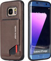 Bruin hoesje van Pierre Cardin - Backcover - Stijlvol - Leer - Galaxy S7 Edge - Luxe cover
