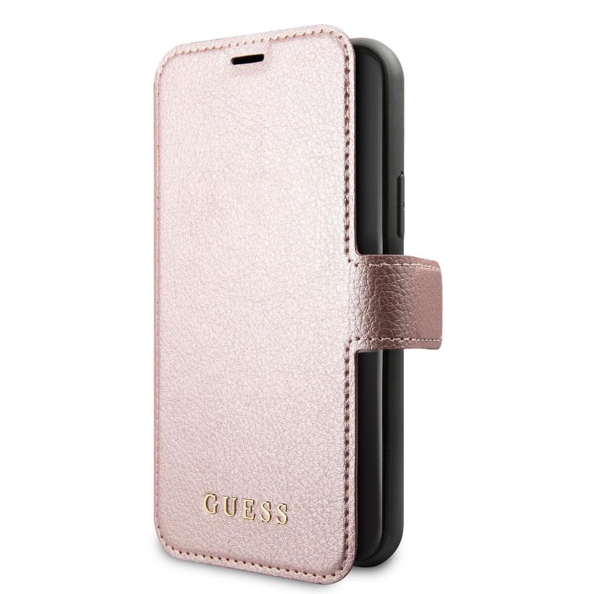 iPhone 11 Pro Max Bookcase hoesje - Guess - Effen Rose goud - Kunstleer