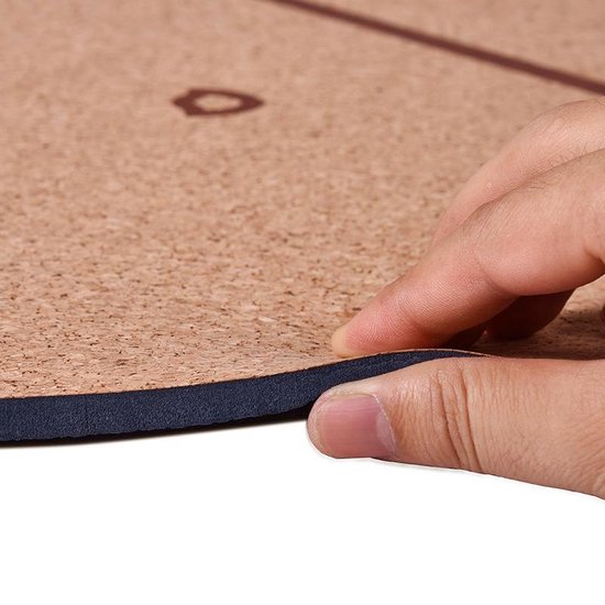Yogamat met chakras opdruk - kurk en zwart rubber - Extra dik en breed van Yogamat — afbeelding 4