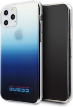 Guess Telefoonhoesje voor Apple iPhone 11 Pro Max - Blauw TPU Kunstleer - Beschermt & Stylet Je Telefoon!
