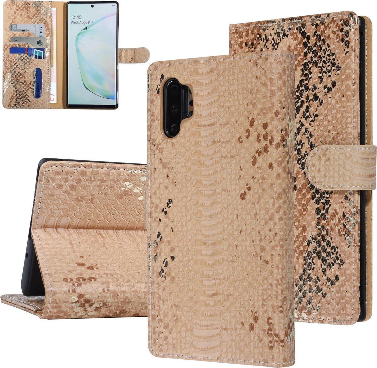 UNIQ Accessory Goud Slangenleer hoesje voor Galaxy Note 10 Plus - Book Case (N975F)