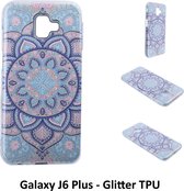 Uniek motief Glitter flower TPU Achterkant voor Samsung Galaxy J6 Plus (J6 Plus)- 8719273283233