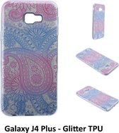 Uniek motief Glitter flower TPU Achterkant voor Samsung Galaxy J4 Plus (J415)- 8719273283097