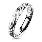Ring Dames - Ringen Dames - Ringen Vrouwen - Ringen Mannen - Zilverkleurig - Zilveren Kleur - Ring - Ring met Streepjespatroon - Yarrow