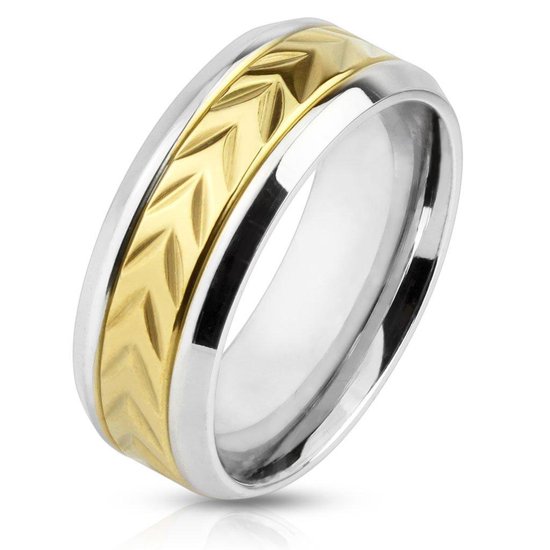 Ring Dames - Ringen Dames - Ringen Vrouwen - Ringen Mannen - Zilverkleurig - Heren Ring - Pijltjespatroon - Quick