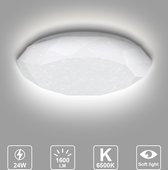 Aigostar LED Plafondlamp - Plafondlampen - Plafonnière - 24W - 6500K - Ø 40 cm -1600lm - Diamant