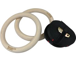 Men's Health Wooden Gym Rings - Crossfit - Oefeningen - Fitness gemakkelijk thuis   - Fitnessaccessoire