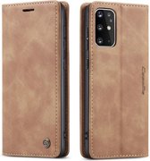CaseMe - Hoesje geschikt voor Samsung Galaxy S20 Plus -Wallet Book Case - Magneetsluiting - Licht Bruin