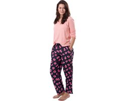 Amantes Dames yoga broek - lounge broek - Navy bloem print - Maat XL