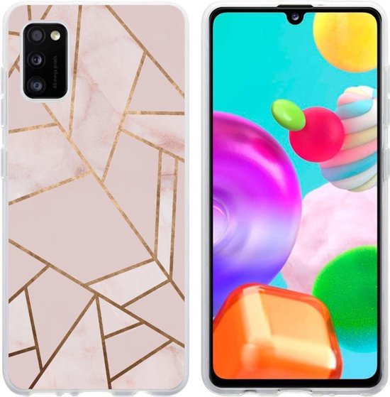 iMoshion Hoesje Siliconen Geschikt voor Samsung Galaxy A41 - iMoshion Design hoesje - Roze / Meerkleurig / Goud / Pink Graphic