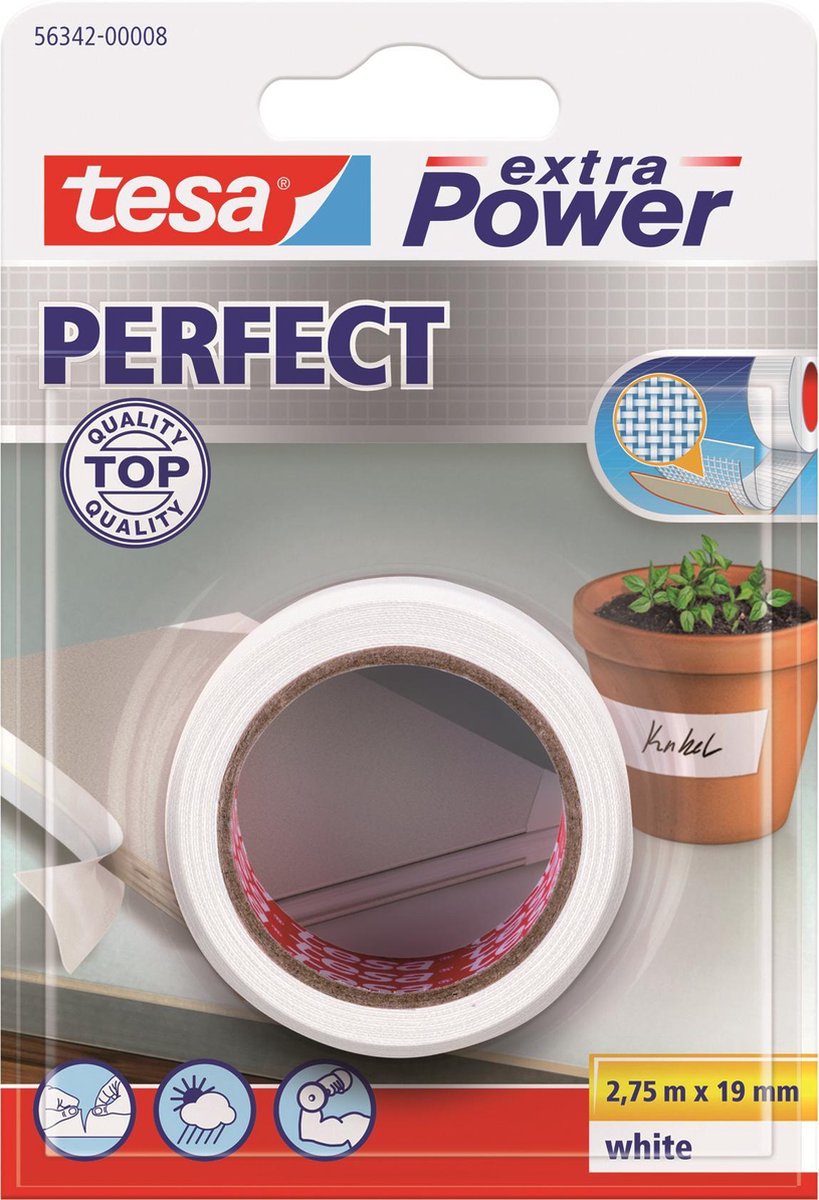 Tesa Extra Power Perfect Tape Wit 2,75 m x 19 mm bol