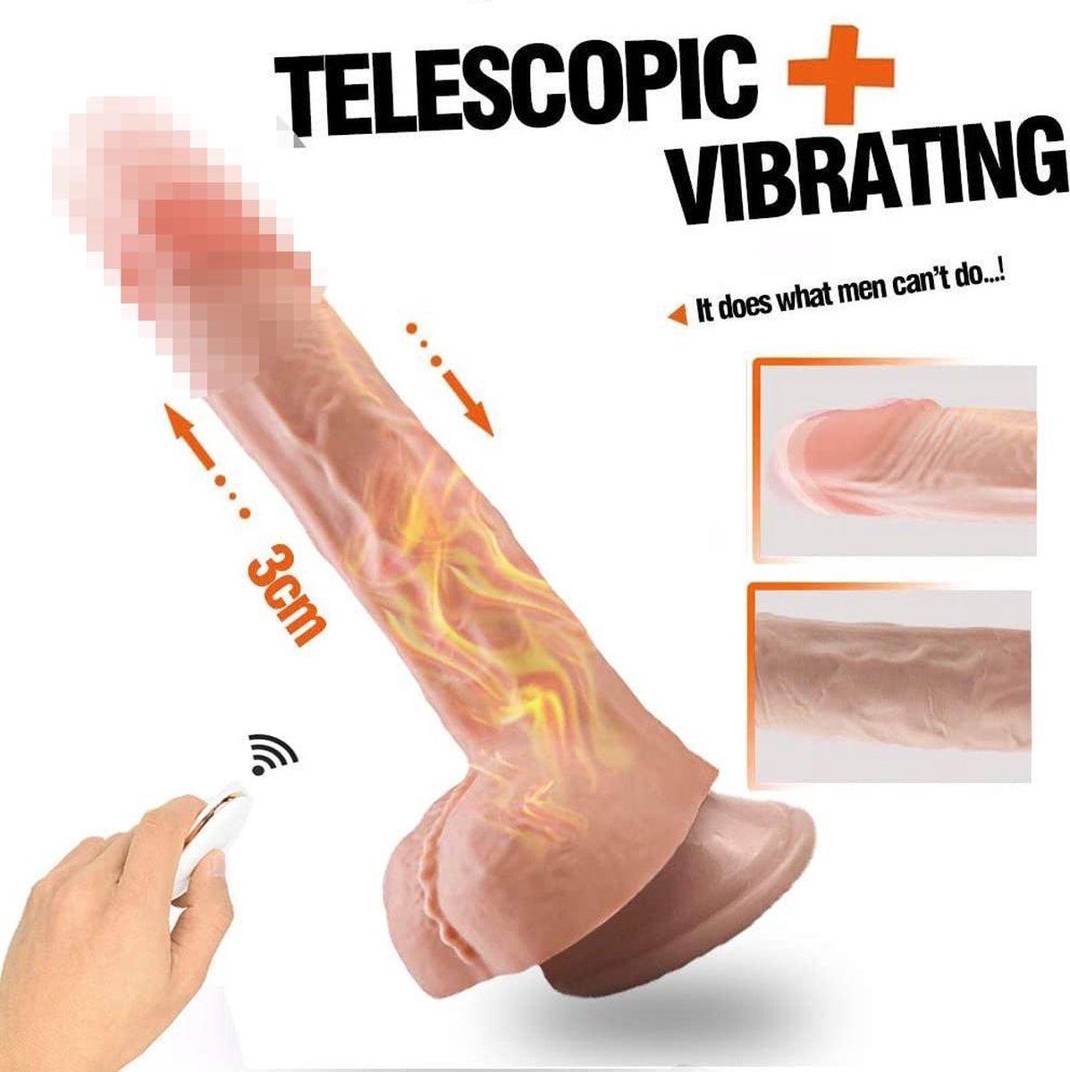 Goedkoopste Stotende en intens trillende, verwarmde thrusting dildo