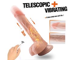 Stotende en intens trillende, verwarmde thrusting dildo