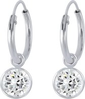 Joy|S - Zilveren kristal bedel (6 mm) oorbellen wit oorringen