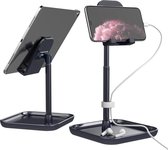 Bureau / Tafel |Telefoon & Tablet Houder| iPad / iPhone Tafel Standaard | Zwart | in hoogte verstelbaar van 18 tot 27 CM