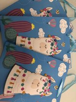 Cadeau tasjes met llama,blauw ( 3 stuks )