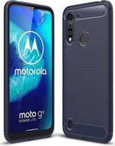 Motorola Moto G8 Power Lite Hoesje Geborsteld TPU Donkerblauw