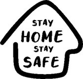 STAY HOME STAY SAFE stempel met blauw inktkussen