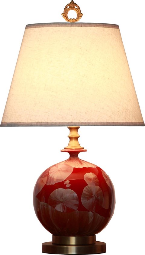 Fine Asianliving Chinese Tafellamp Porselein Rood Goud met Kap