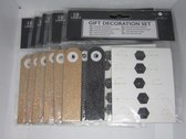 Decoratie label set in goud/zwart-glitter. 10 labels per set. U ontvangt 6 sets
