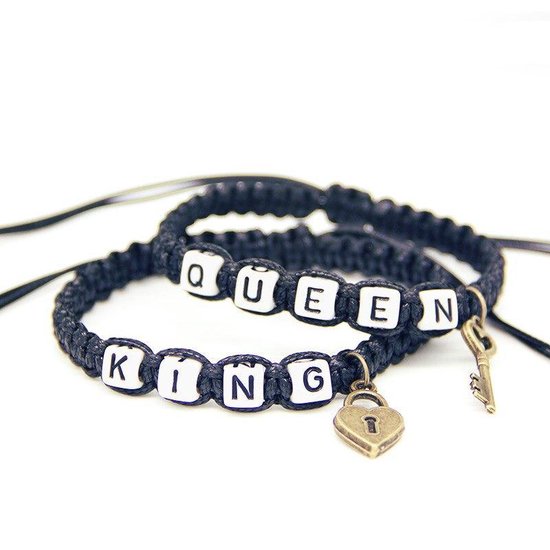King & Queen armband set - Hartje - Sleutel - Liefdes Cadeau - Romantisch  Cadeau -... | bol.com