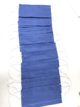 Uitwasbare Mondkapjes, blauw kleur, 100% Polypropyleen met speciaal WIT elastiek 10 STUKS