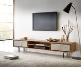 TV-meubel Juwelo 200x35x40 cm acacia natuursteen zwart