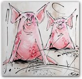 Schilderij - Vrolijke varkentjes