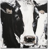 Schilderij - Zwart-witte koe