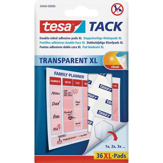 Dubbelzijdige kleefpads - TESA - 59404 - TACK - XL- 36 stuks | bol.com