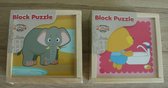 Houten blokpuzzel jungle 9 delig