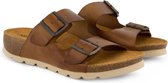 Travelin' Alicante - Leren Dames Sandalen - Slippers - Cognac bruin - Maat 38