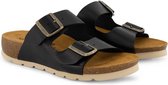 Travelin' Alicante - Leren Dames Sandalen - Slippers - Zwart - Maat 37