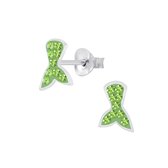 Joy|S - Zilveren zeemeermin staart oorbellen licht groen Mermaid tail