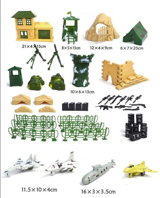 Mega Leger speelgoed set 300 stuks Soldaatjes , tanks kannonen vliegtuigen wachtorens en veel meer - sandesen