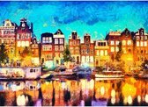 Canvas Schilderij Amsterdamse Grachtenpanden