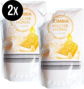 Ombia Hygiëne Handzeep Navulling 'Melk & Honing' 2 stuks - 1500ml - Voordeelverpakking