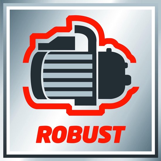 Iconen van een pomp met rode omtrek en het woord 'ROBUST' eronder.