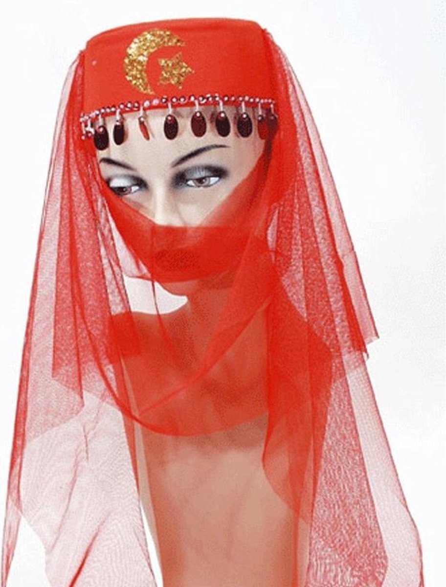 Wereldrecord Guinness Book Ongepast browser Rode hoed met sluier in harem stijl | bol.com