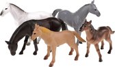 Set van 5x Plastic paarden figuren speelgoed - 12cm - Paard speelset - speelgoed voor kinderen