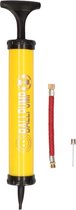 Ballenpomp geel met naaldventiel verlengslang en vuldop - 19 cm - Voetbalpomp/Basketbalpomp/Skippybalpomp
