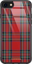 iPhone SE 2020 hoesje glass - Tartan rood | Apple iPhone SE (2020) case | Hardcase backcover zwart