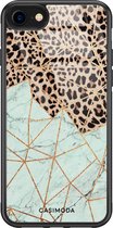 iPhone SE 2020 hoesje glass - Luipaard marmer mint | Apple iPhone SE (2020) case | Hardcase backcover zwart