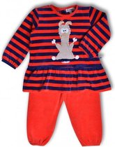 Woody - Meisjes pyjama, donkerblauw-rood gestreept