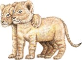 Muursticker leeuwtjes - babykamer - kinderkamer - dieren in aquarel - wanddecoratie - 50 x 70 cm