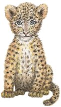 Muursticker baby luipaard - pasgeboren baby - kind - kraamcadeau - kinderkamer styling - babykamer - 50x70cm - handgeschilderd - aquarel